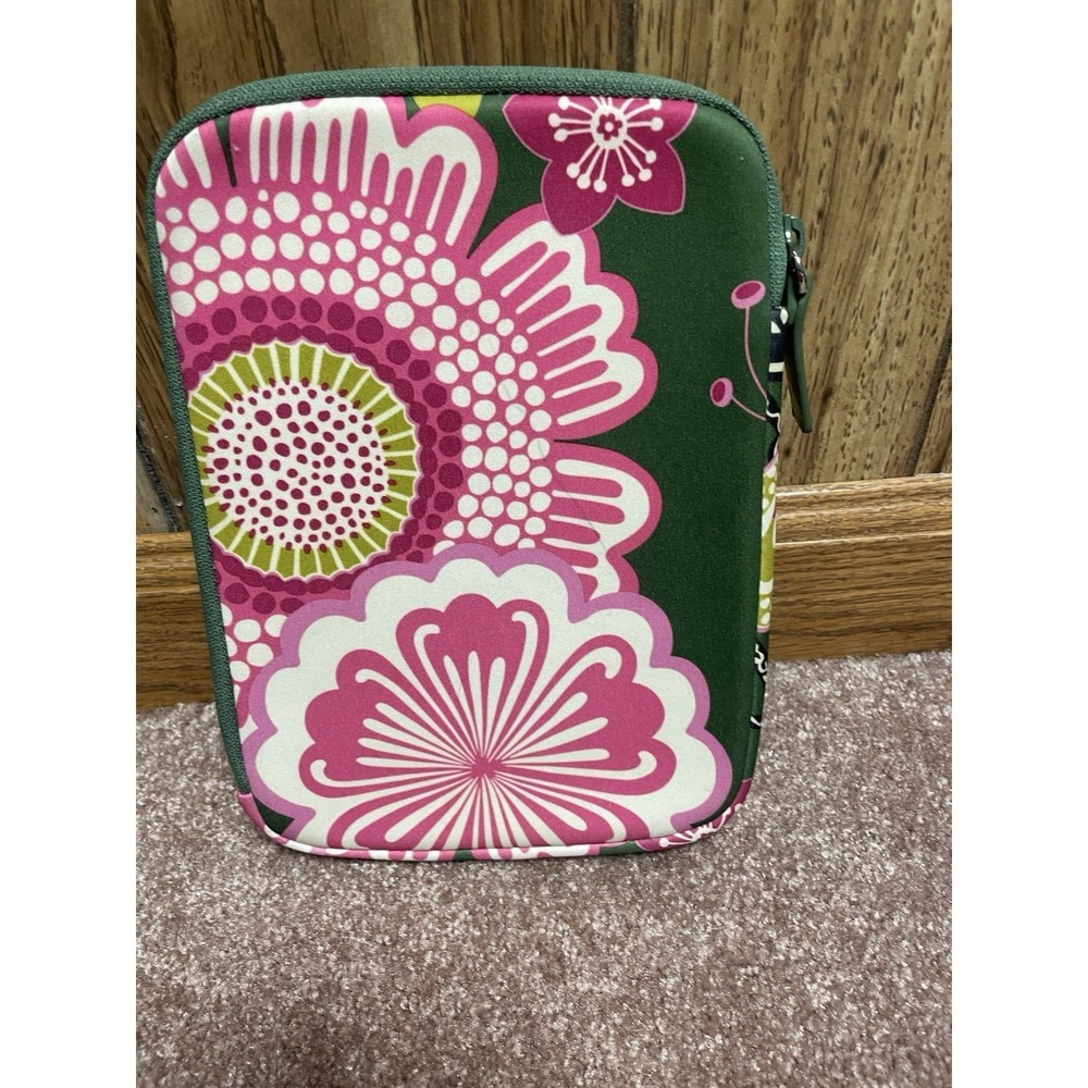 Vera Bradley 9" Cushioned Tablet iPad Holder Case Cover Green Pink - Picture 4 of 8